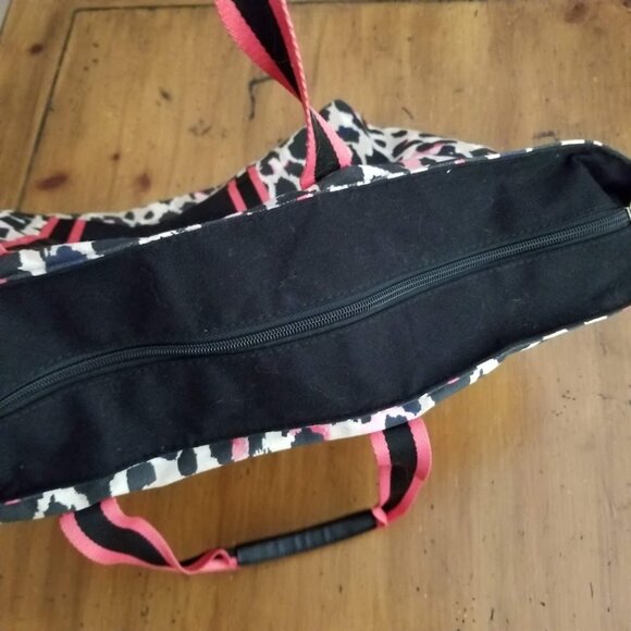 Victoria's Secret Zip Top Tote VS Pink Leopard Print Canvas Weekender Tote Bag - Picture 5 of 12